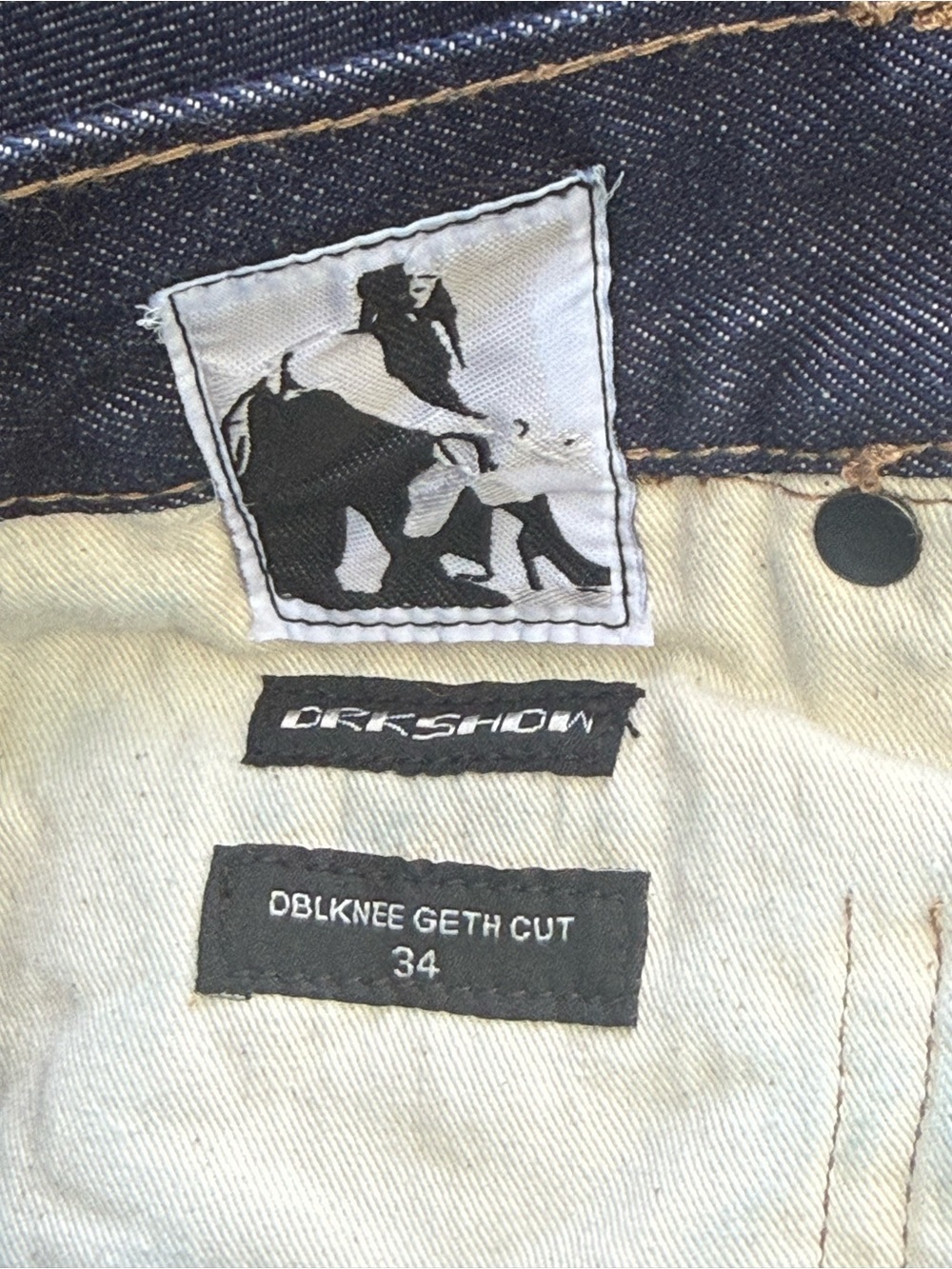 Rick Owens DRKSHDW Double Knee Geth Cut Jeans Indigo Blue Wide Leg 34 - Picture 8 of 10